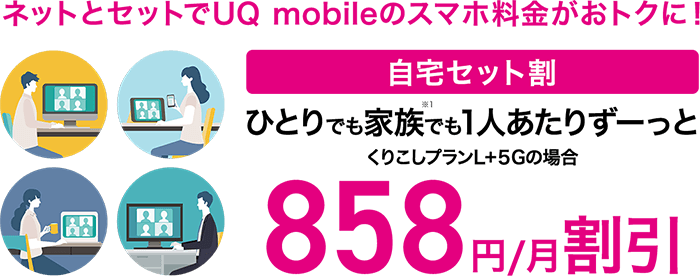 UQモバイルの自宅セット割で最大858円割引