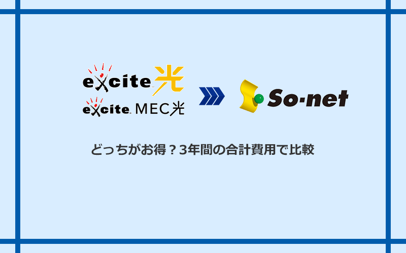 エキサイト光・MEC光とSo-net光 S/M/Lの料金を比較