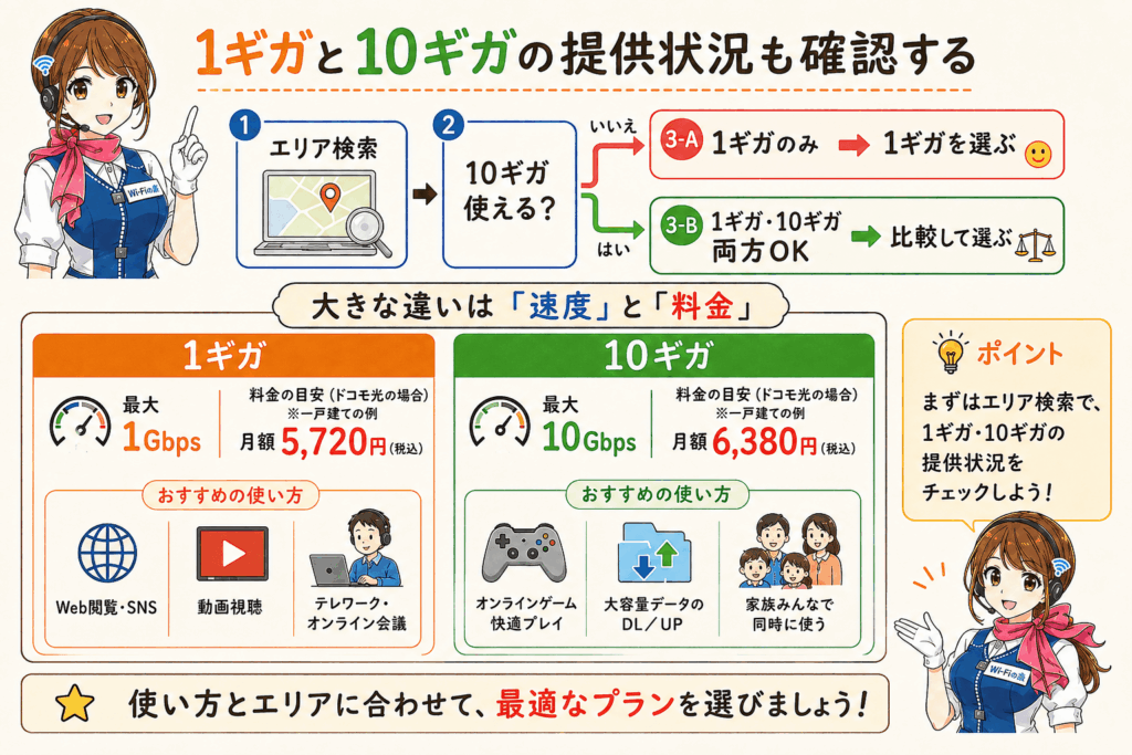 1ギガと10ギガの違い
