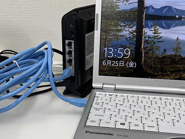 LANケーブルで直接つなげる（有線接続）