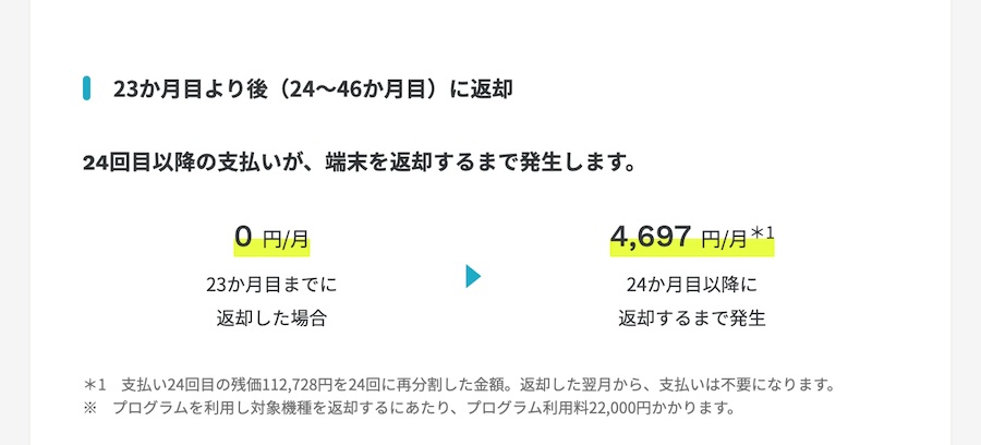 ahamoでiPhone16を返却しなかったときの残価