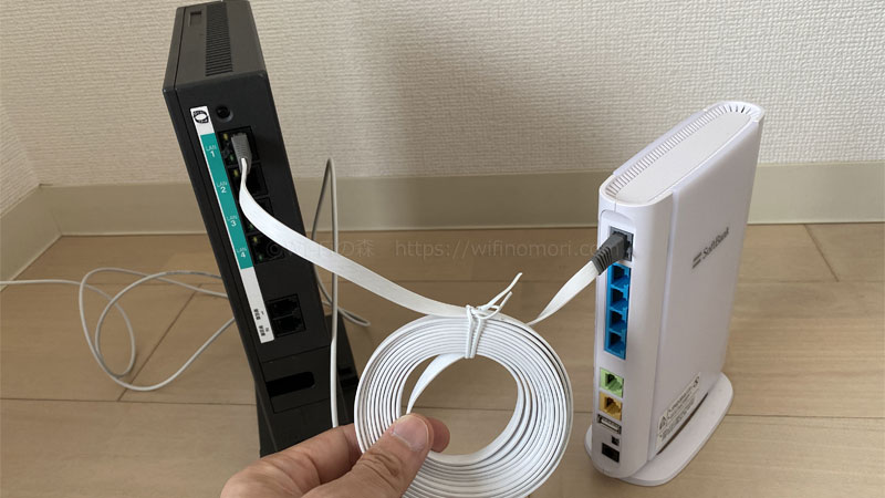 HGWと光BBユニットをLANケーブルで接続します。