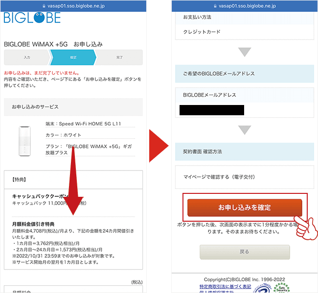 BIGLOBE WiMAXの申し込み画面6(端末+SIM)
