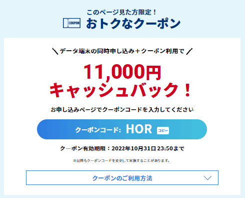 BIGLOBE WiMAXからキャッシュバックを受け取るためのクーポン