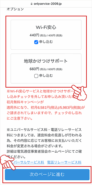 地球WiFi申し込み画面3