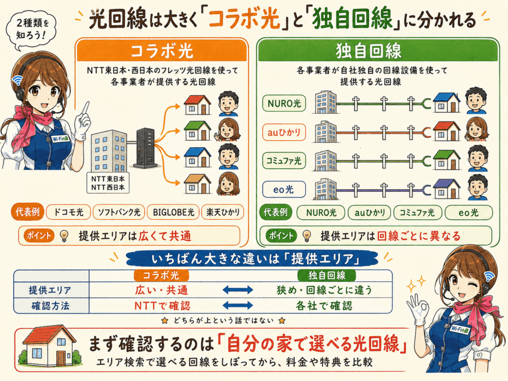 コラボ光と独自回線の違い