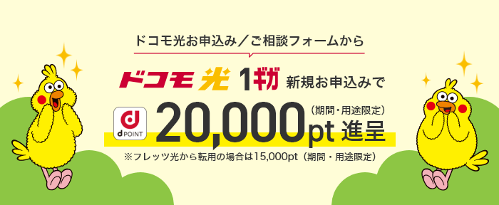 ドコモ光1ギガ申し込みで20,000pt