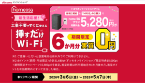 ドコモhome5GのLP画像