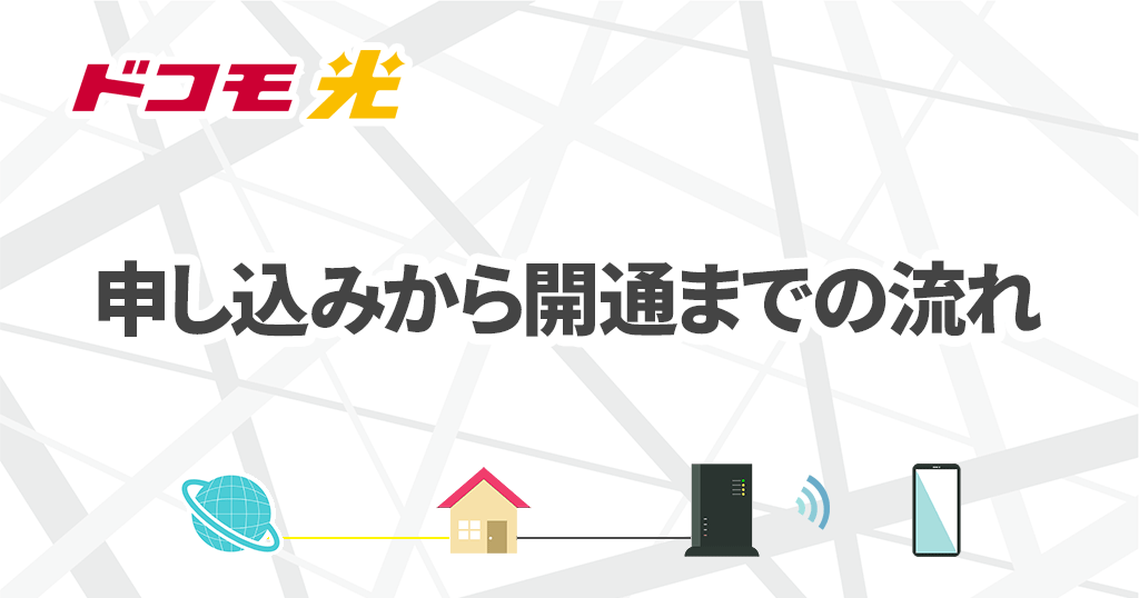 ドコモ光の申し込みから開通までの流れ・手順｜工事内容と無線ルーターの設定方法も解説記事のアイキャッチ画像