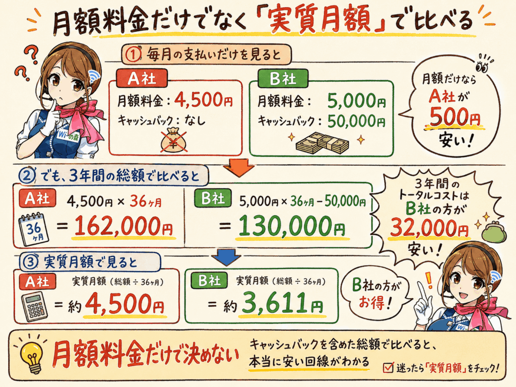 光回線は実質月額で選ぶのがポイント