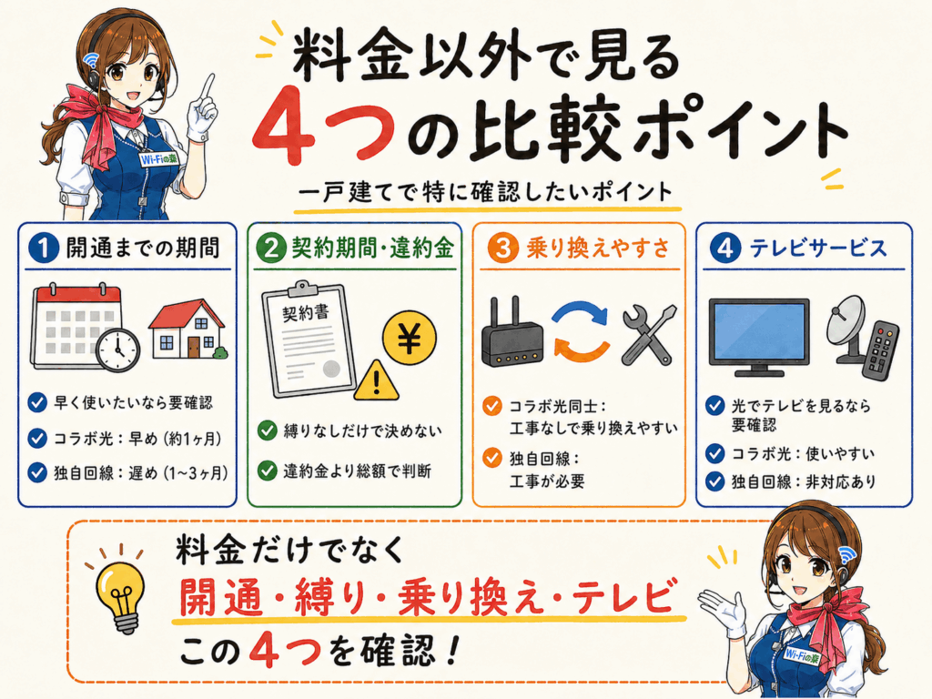 光回線の料金以外の比較ポイント