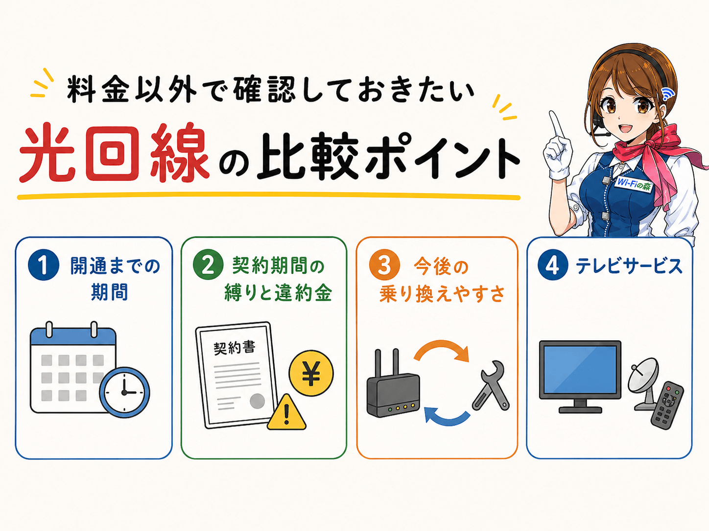 光回線の料金以外の比較ポイント