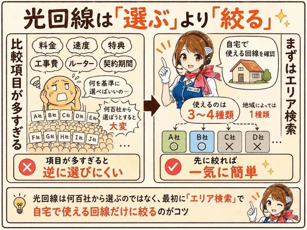 光回線は選ぶではなく絞る