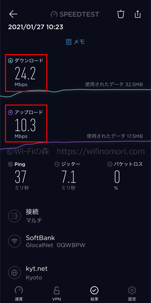 hi-ho Let's WiFi:朝のネット速度(10時台)