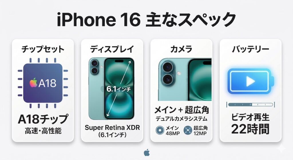 iPhone16の主なスペック