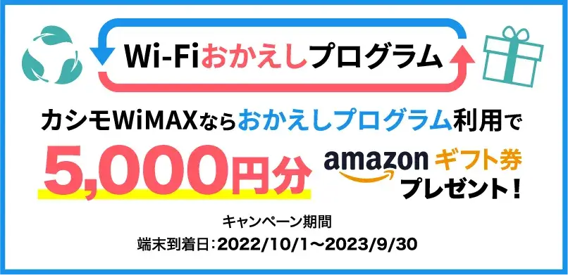 カシモWiMAXキャッシュバック