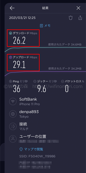 LINEMO×FS040Wの実効速度