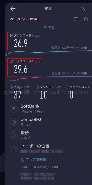LINEMO×FS040Wの実効速度