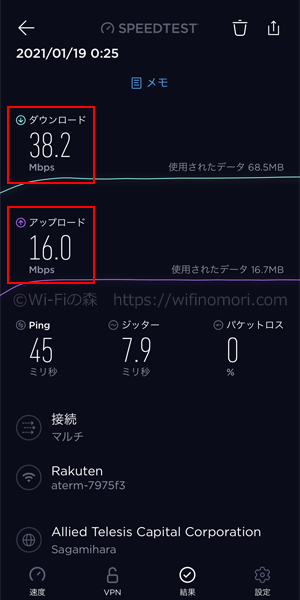 MR04LN×楽天モバイル深夜0時台の速度