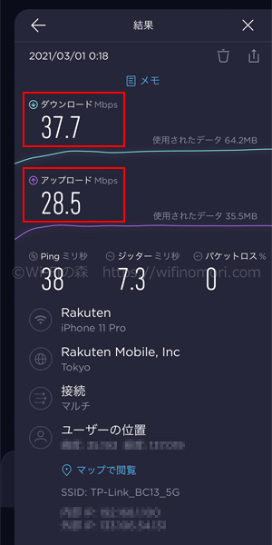 楽天モバイル×MR600の実際の速度を検証
