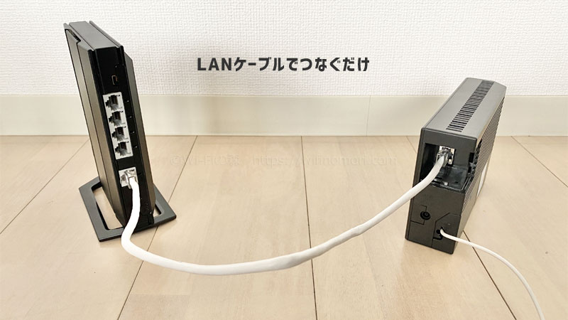 ONUとWiFiルーターをLANケーブルでつなぐ