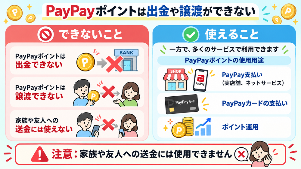 PayPayポイントは出金や譲渡ができない
