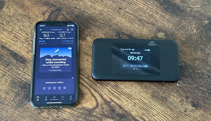 5G 01×楽天モバイルの速度測定結果