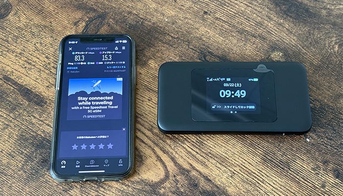 5G 01×楽天モバイルの速度測定結果