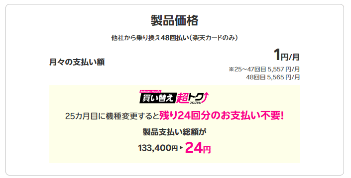 楽天モバイルiPhone17e買い替え超トクプログラムでの支払い金額