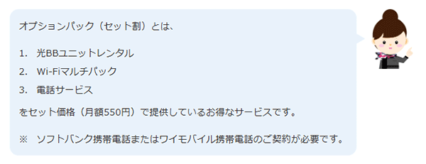 ソフトバンク光オプションパックのキャプチャ画像