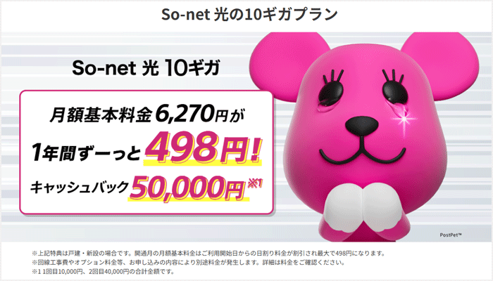 So-net光10ギガのLP画像