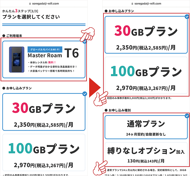 それがだいじWi-Fi申し込み画面2