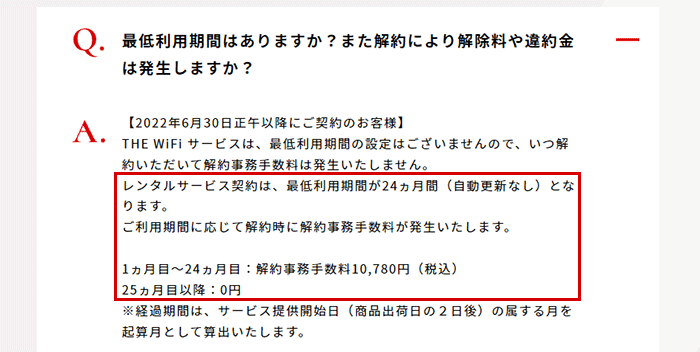 THE WiFiの違約金について2