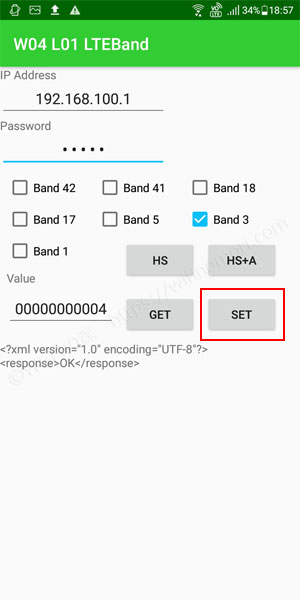 「SET」をタップ