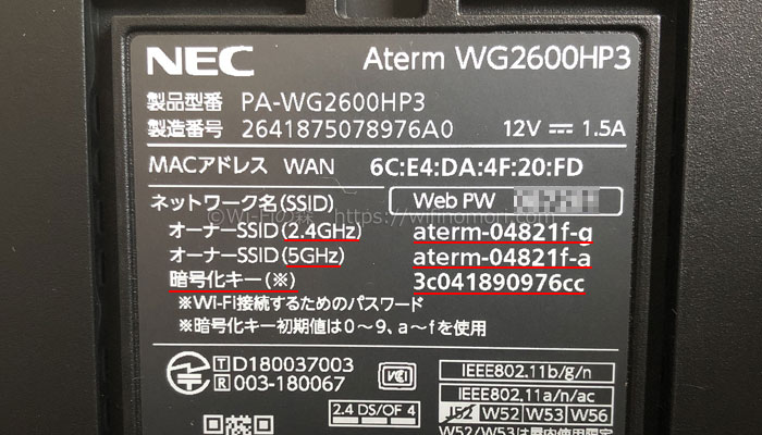 ルーターの背面