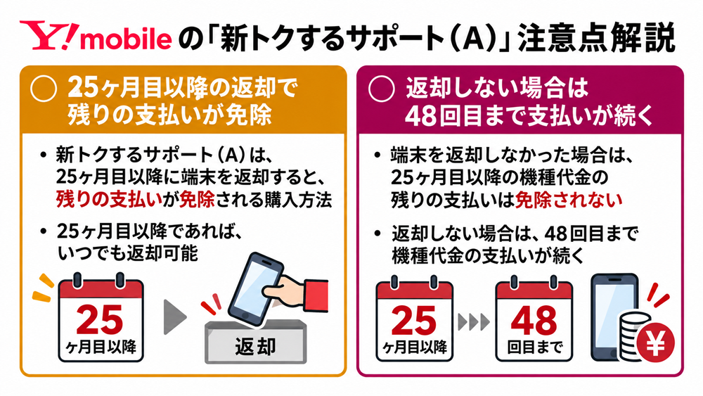 ワイモバイル新トクするサポート（A）の注意点